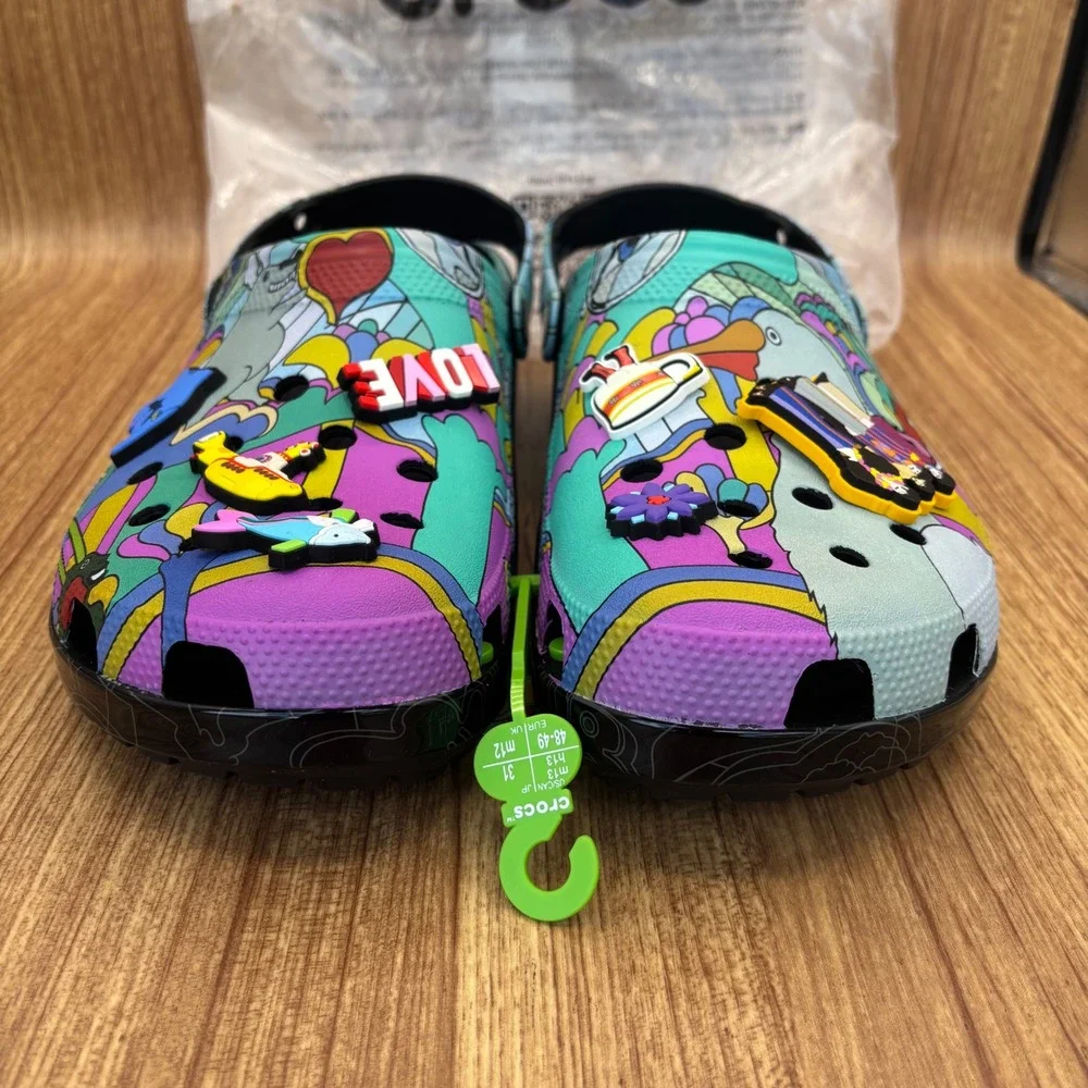 Crocs X The Beatles Love Classic Clog Mens 13 Multi Limited Edition Sandals NEW